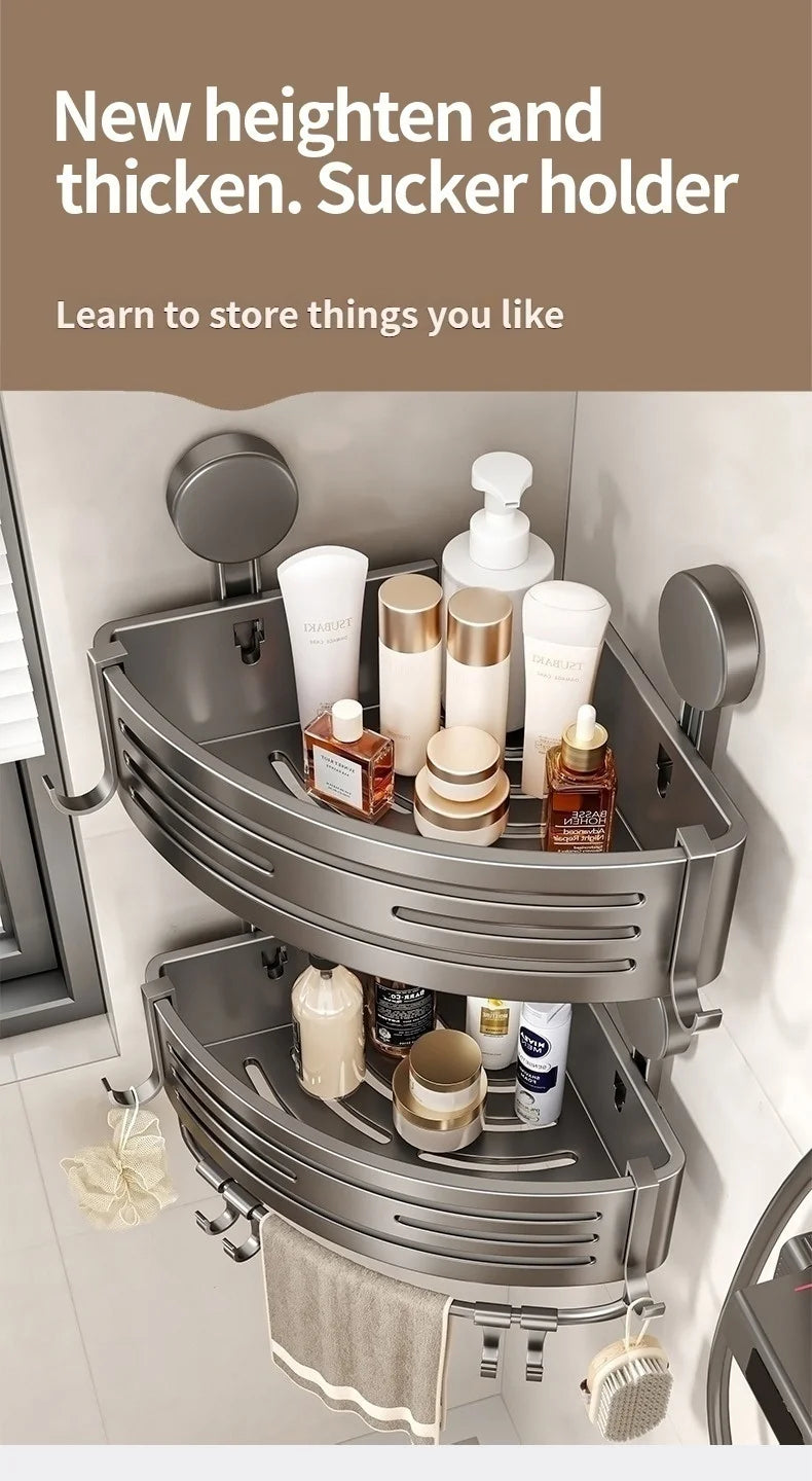 Badezimmer-Aufbewahrungsregal ohne Bohren, Saugnapf, Badezimmer-Waschbecken, wandmontiertes Badezimmer-Aufbewahrungsregal, Küchenaufbewahrung