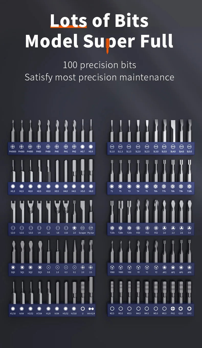 28/62 in 1 Elektro-Schraubendreher-Set, Präzisions-Elektrowerkzeug-Set, wiederaufladbar, kabellos, Mini, kleine Bits für Xiaomi Mobile Cell Repair