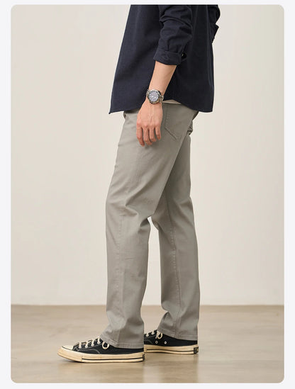 SIMWOOD 2025 Autumn Winter New Regular Straight Pants Men 320gsm Fabric Smart Casual Chinos Trousers.