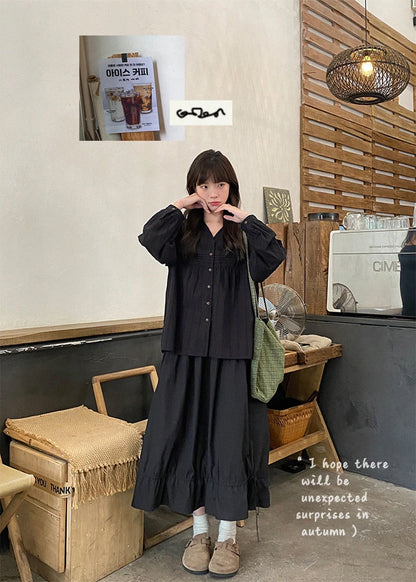 Vintage Black Midi Skirt Women Japanese Harajuku Drawstring Bud Skirts Summer Streetwear Korean Casual Design A Line Faldas New.