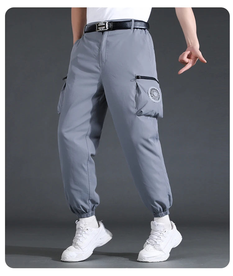Fan Pants Cold Fishing Pure Cotton Site Welder Camping Ride Climbing Hiking Sports Fan Suit Air-Conditioning Clothes Fan Cooling