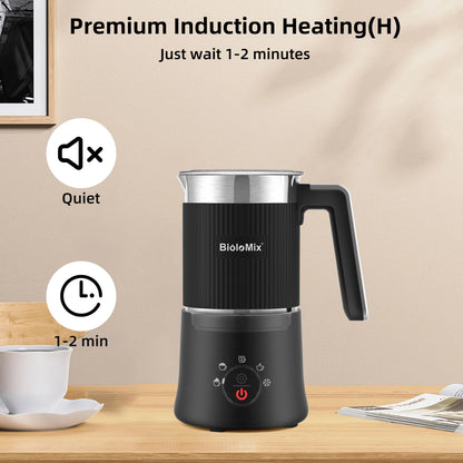BioloMix Detachable Milk Frother and Steamer,5-in-1 Automatic Hot/Cold Foam and Hot Chocolate Maker,Dishwasher Safe.