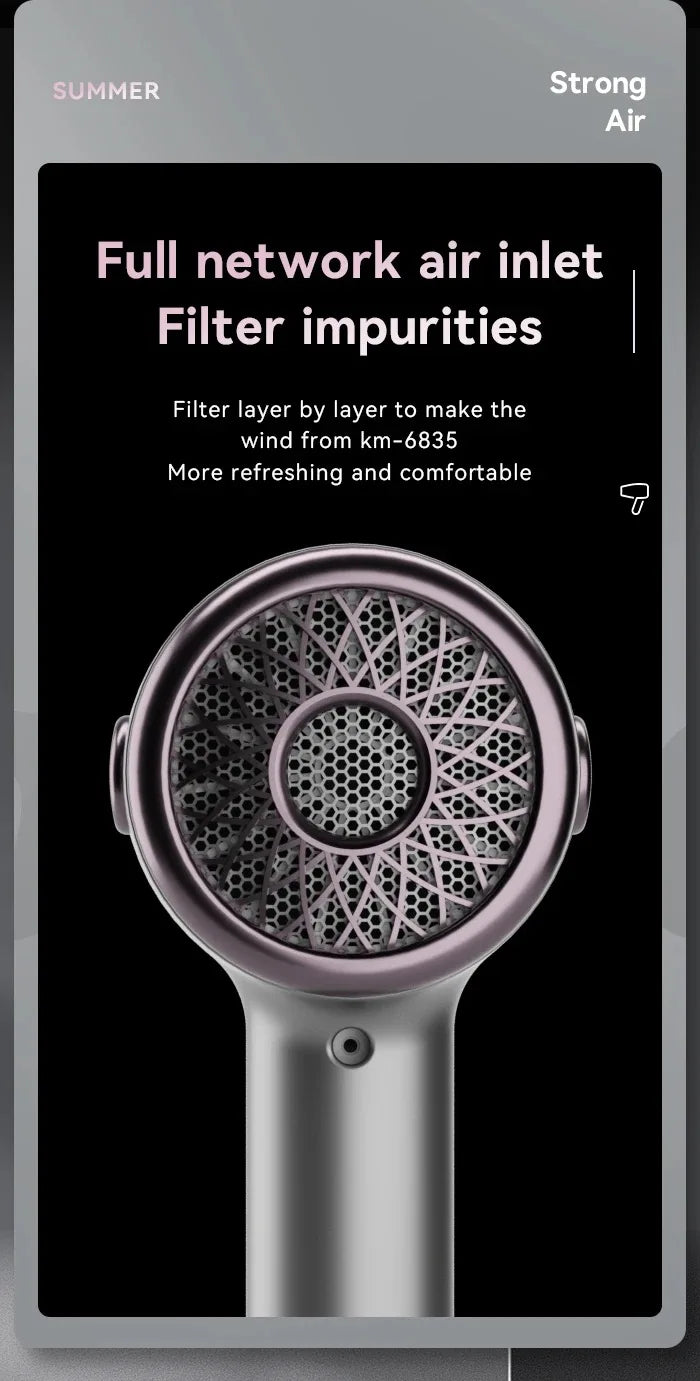 Kemei Professional Travel Hair Dryer Lightweight Design Powerful Fast Drying Compact Blower Dryer Hair Styling Tool Hammer Shape