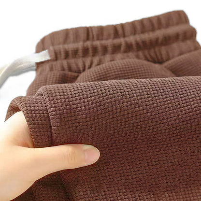 Men's retro knitted Waffle sweatpants, loose straight leg solid color pants with elastic waist and drawstring, suitable for autu.