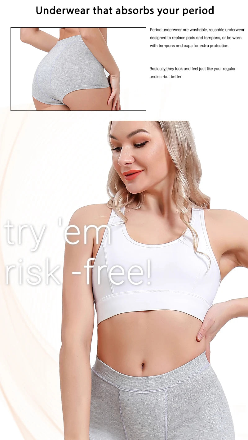 Menstrual Panties Woman Very Abundant Flow Menstrual Boxer Shorts High Waist Period Panties Cotton Menstruation Underwear Cycle.