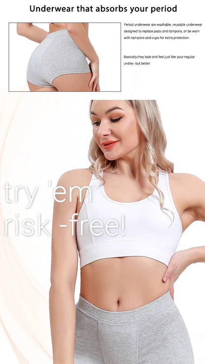 Menstrual Panties Woman Very Abundant Flow Menstrual Boxer Shorts High Waist Period Panties Cotton Menstruation Underwear Cycle.