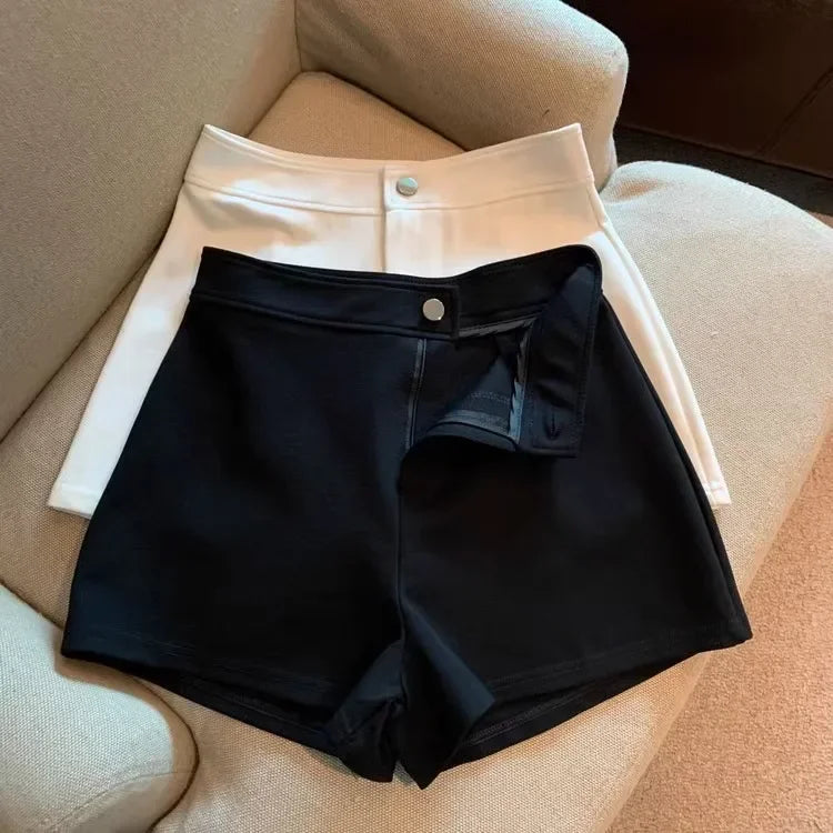 High-waisted Slimming A- line Tight Black Shorts For Women 2024 Spring Korean Style Elastic Hot Pants High Elasticity.