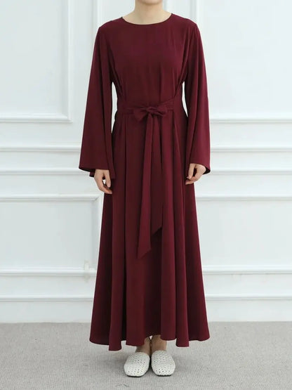 Bandage Plain Abaya Dubai For Women Kaftan Muslim Modest Long Dresses Islam Caftan Marocain Kebaya Robe Femme Musulmane Vestidos