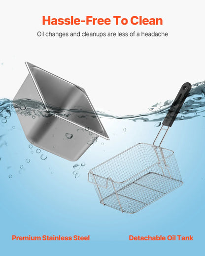 SucceBuy 12L 5000W elektrische Fritteusen, zwei Tanks mit Doppelkorb und Deckel, doppelte Fritteuse, einstellbare Temperaturregelung