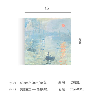 Malerei Memo Pad Monet Van Gogh Keine-klebrige Hinweis Aufkleber Scrapbooking DIY Notizblock Tagebuch Schreibwaren Schule Liefert