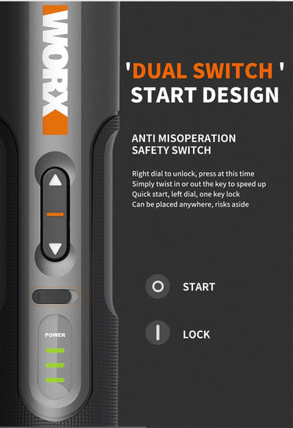 Worx WX242 Elektroschrauber-Set, intelligenter Akku-Bohrschrauber, Schraubendreher, USB-Ladegriff, 30-teiliges Set, Elektroschrauber