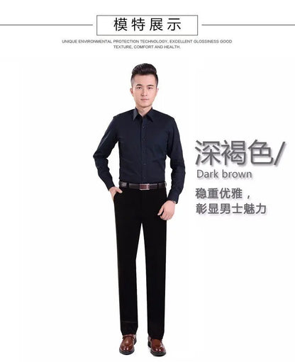 Business Casual Men Corduroy Pants Autumn Winter New Solid Zipper Pockets Simplicity Fashion Loose Thicken Straight Trousers.
