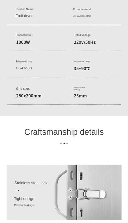 Food Dehydrator Home Fruit Digital Temperature Air Dryer Vegetable  Meat Medicinal Materials Smart Commercial Food Dehydrator.