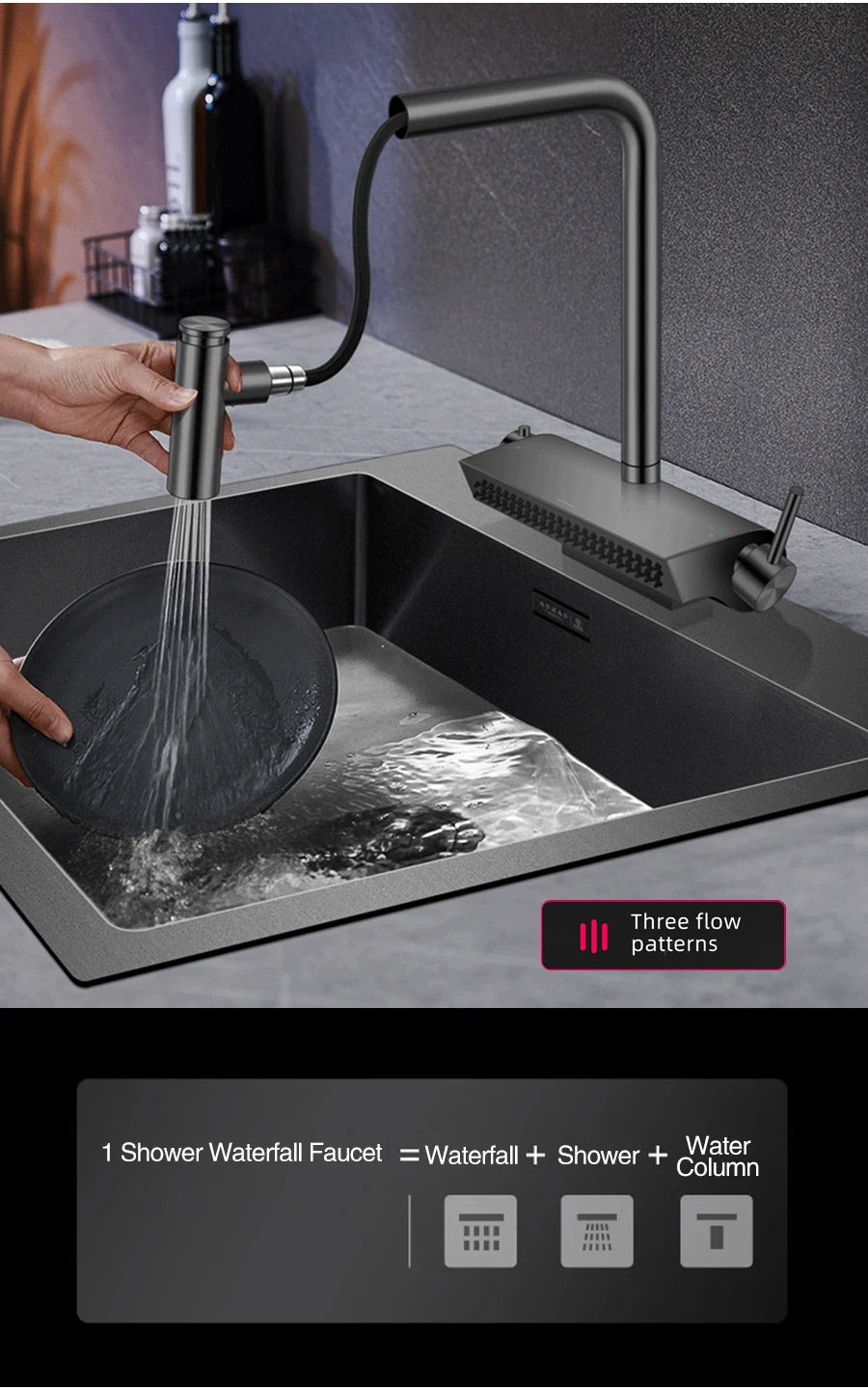 ASRAS 11550 NJH Large Size Smart Purifying Kitchen Sink Handmade Step Sink Smart Purifying Kitchen Island Sinks