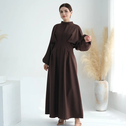 Elegant Muslim Dress Ramadan Pleated Abaya for Women Slim Waist Long Dress Islamic Clothing Muslim Eid Party Dresses Hijab Robe