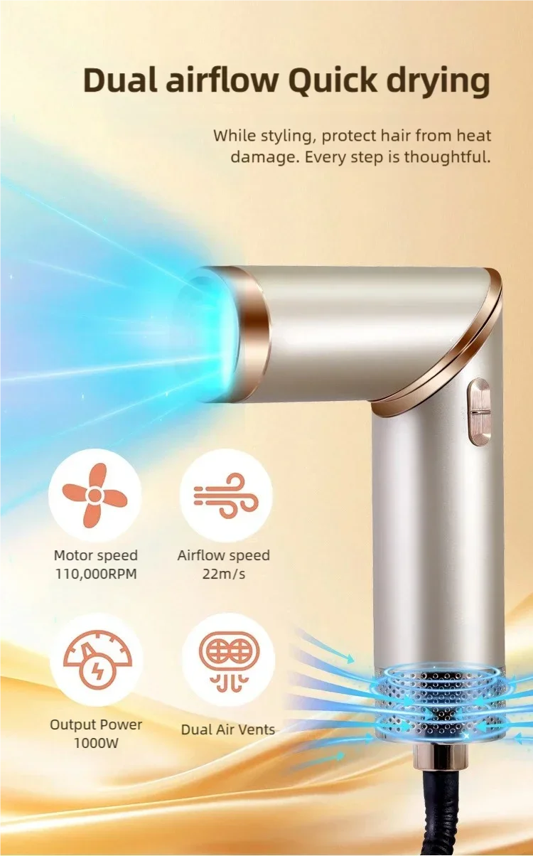 Tinsol 5in1 Multi-function hair dryer curling iron portable foldable hair dryer negative ion hair care curling iron styling set