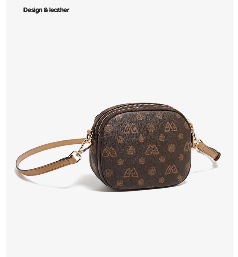 FOXER Women Small Shoulder Bag Fashion Monogram PVC Lady Crossbody Handbag with Adjustable Strap