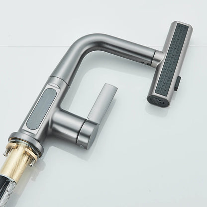 Waterfall Temperature Digital Display Basin Faucet Lift Up Down Stream Sprayer Hot Cold Water Sink Mixer Wash Tap For Bathroom