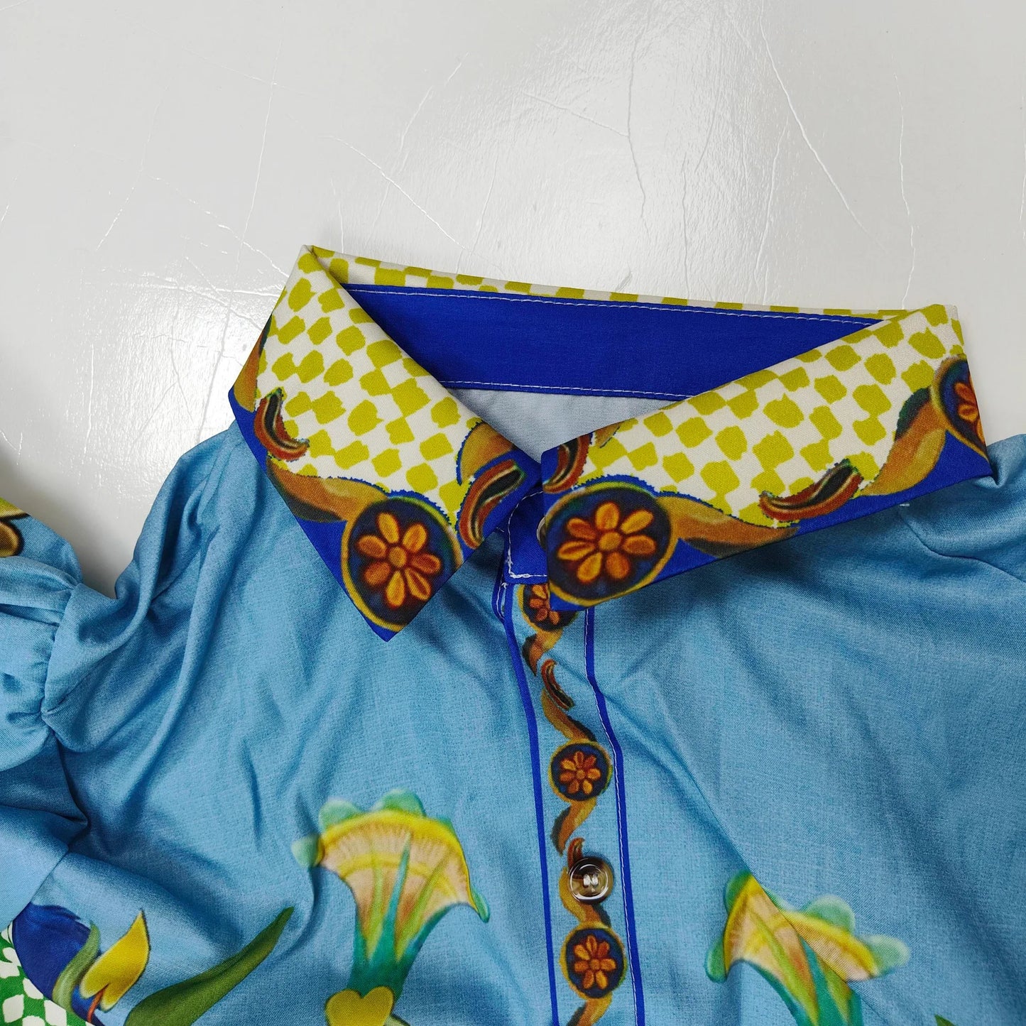 Autumn Women Bohemian Print Lapel Button LongSleeve Shirt+Loose Wide Legs Trousers Set Conjunto Dos Piezas Mujer Elegante Casual.