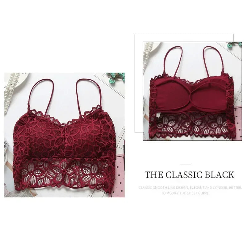 Sexy Lingerie Seamless Sport Bra Strapless Top Bra Girls Sunflower Lace Bras Push Up Bralette Brassiere for Women Underwear