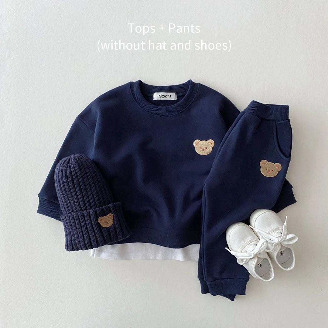 Fashion Toddler Baby Boys Girl Fall Clothes Sets Baby Girl Clothing Set Kids Sports Bear Sweatshirt Pants 2Pcs Suits Outfits.