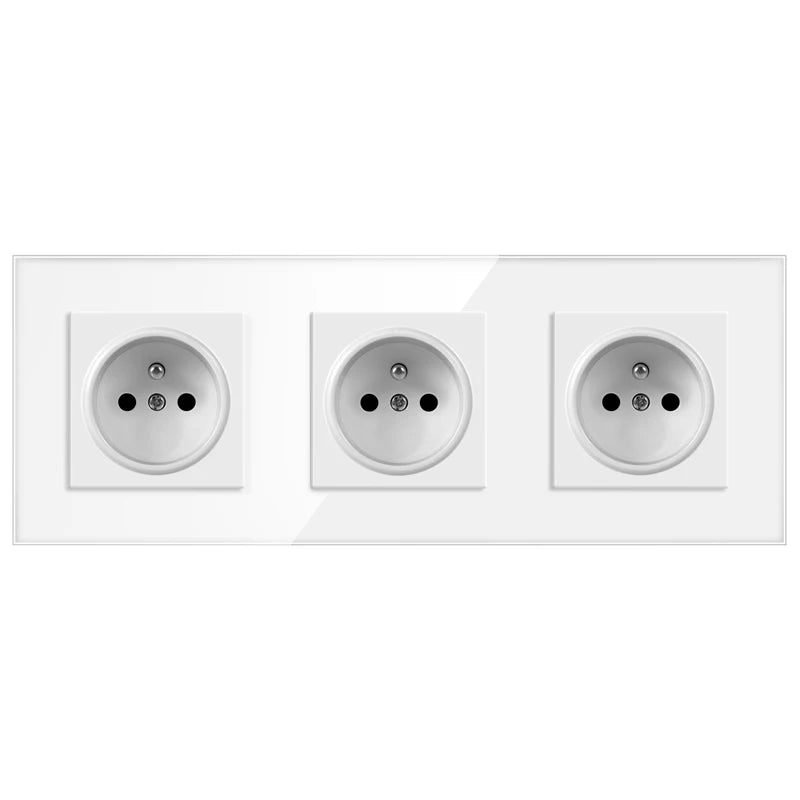 Nywp Französisch standard stecker, glas wallboard, Französisch netzteil, 16a 220V erdung buchse, kind schutz tür