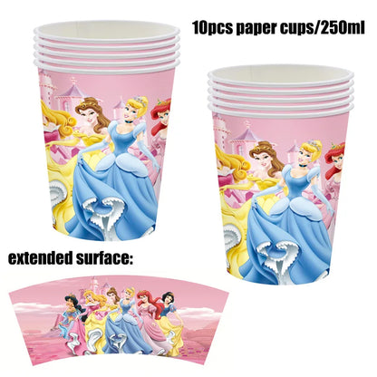 Disney Prinzessin Geburtstag Party Dekorationen Mädchen Kind Deco Disney Prinzessin Geburtstag Teller Servietten Tassen Geschirr Liefert Setup