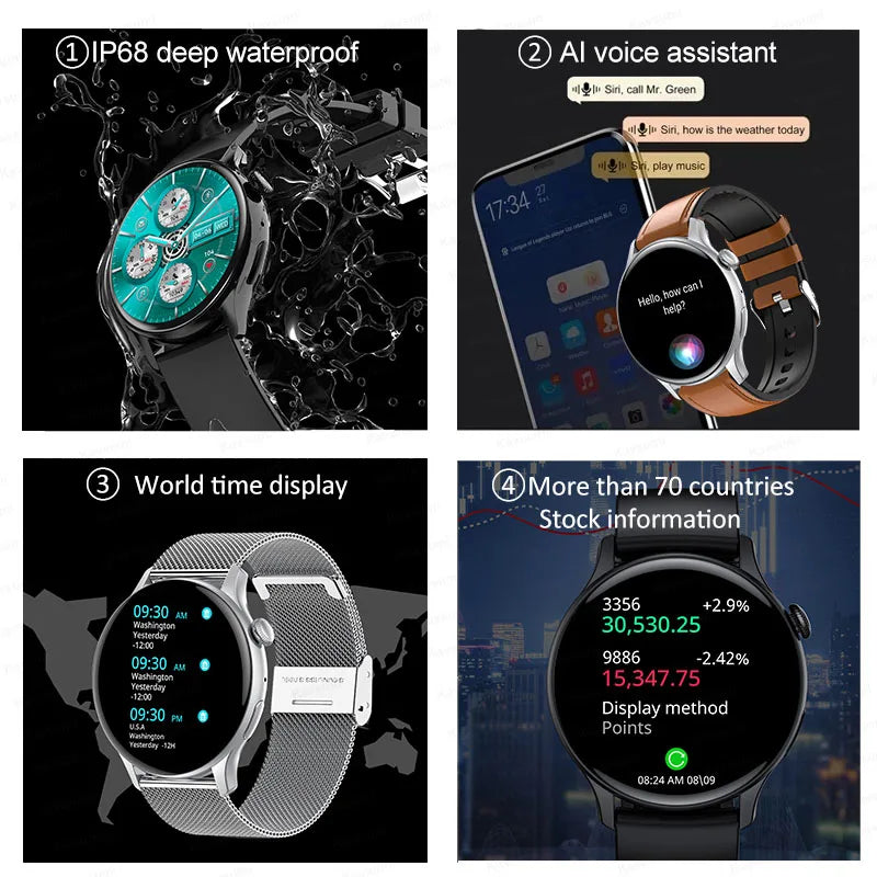 2025 NFC Smart Watch Amoled HD GPS Track Sports Heart Rate Bluetooth Call Waterproof Ladies Women Smartwatch For Huawei Xiaomi.