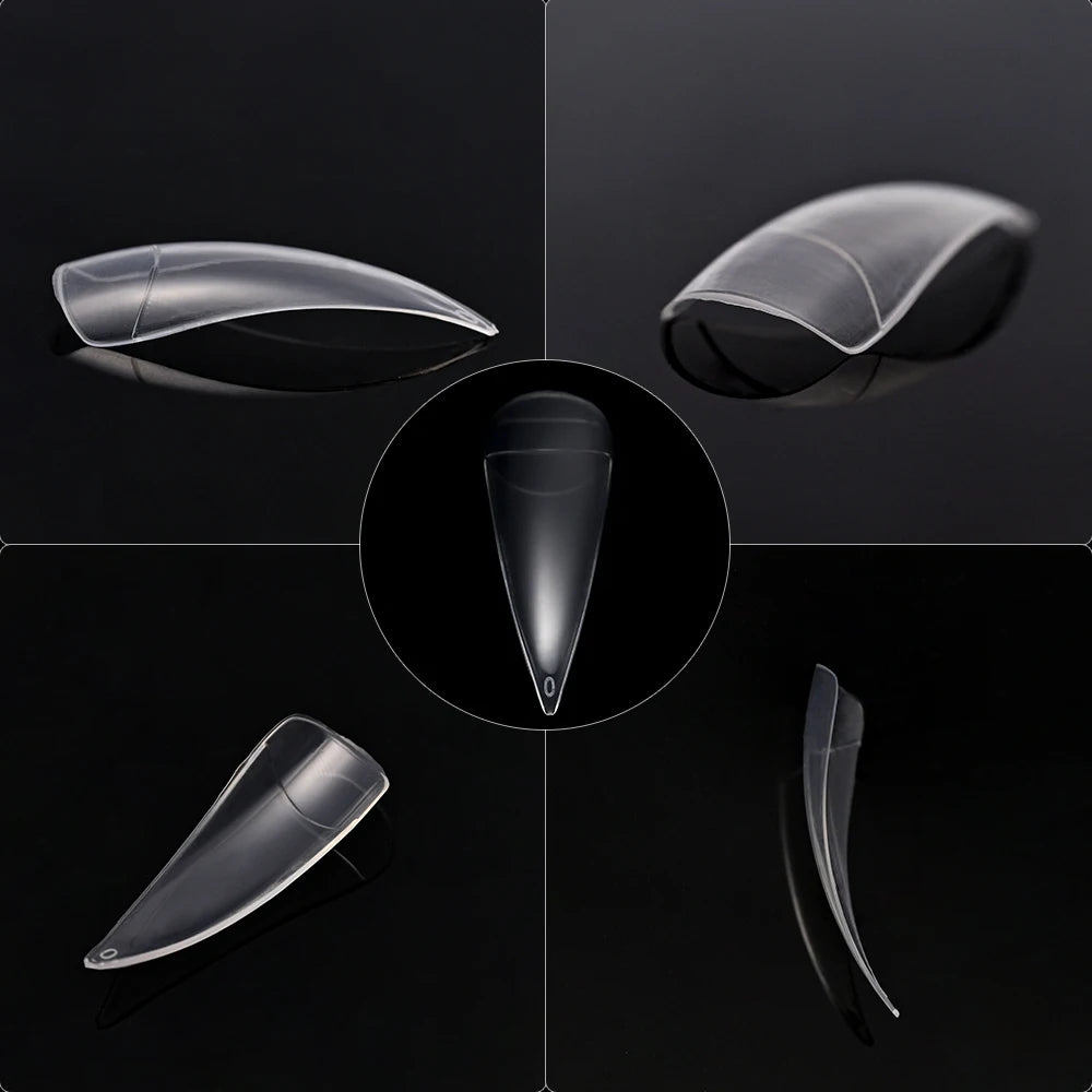 600Pcs Extra Long Hawk Curved Nail Tips Half Cover Eagle Claw Curve False Nails Extension 10 Sizes Bag Packaging for Art Salon *.