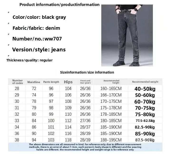 High-End Fashionable Men's Straight Leg Casual Jeans Trendy Loose Fit Autumn Winter New Arrival Versatile Long Trousers.