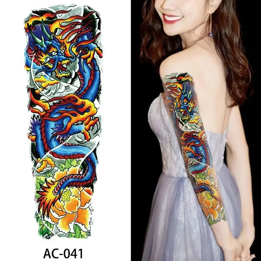 16 Designs Full Arm Temporary Tattoo Sleeve Waterproof Tattoos For Cool Men Women Tattoos Stickers On The Body Art #272596.