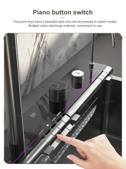 Wasserfall-Küchenspüle aus Edelstahl, multifunktional, groß, Einzelschlitz, Geschirrspülbecken, Küchenrenovierung