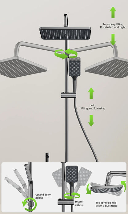 Space Aluminum Shower Set Digital Display Faucet Set , Piano Button With Ambient Light Bathroom Faucets Shower Head