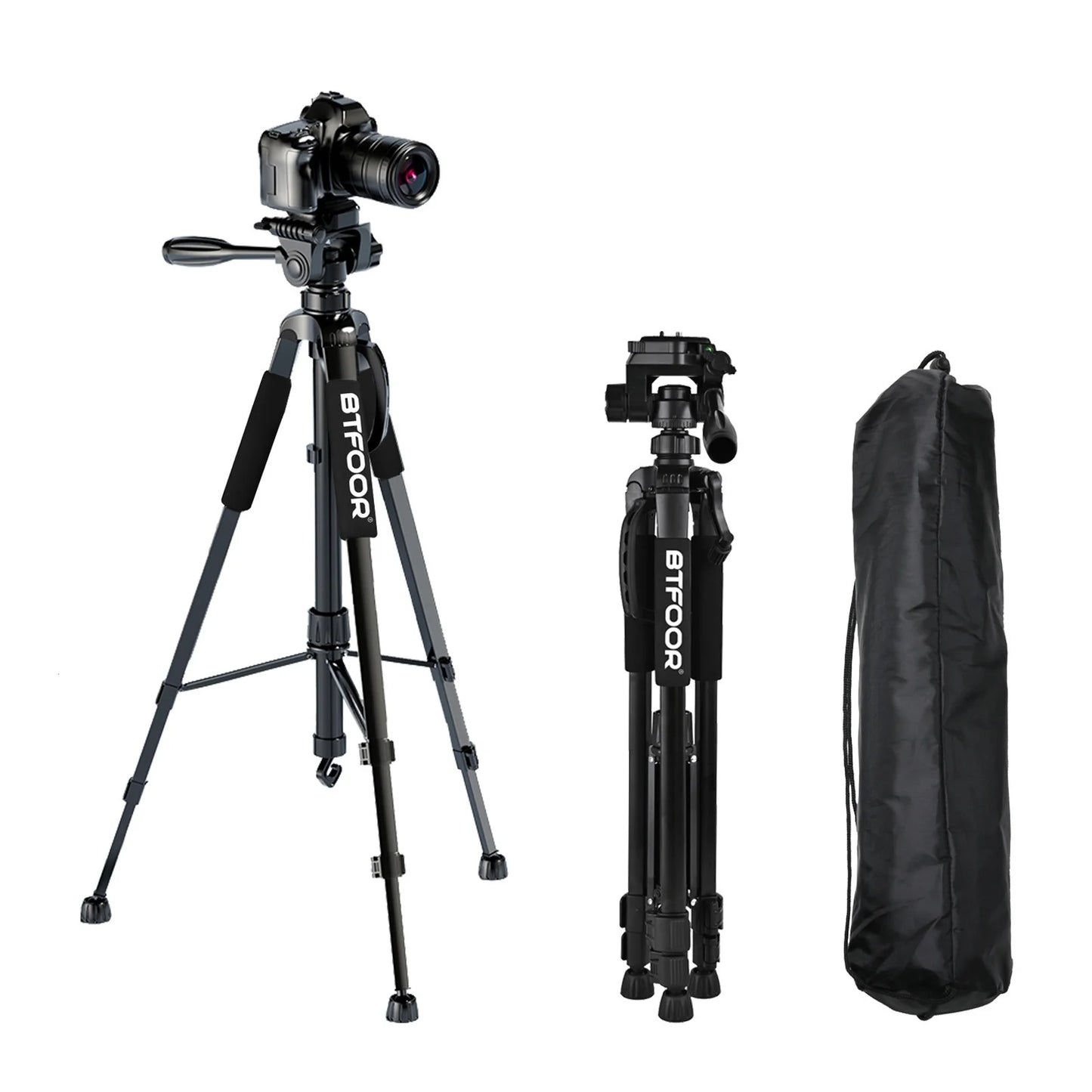 Phone Travel Self Tripod  Aluminum Tall 55” 140CM Stand With Quick Plates Mount Pan Head For Canon Nikon DSLR SLR Digital Camera.