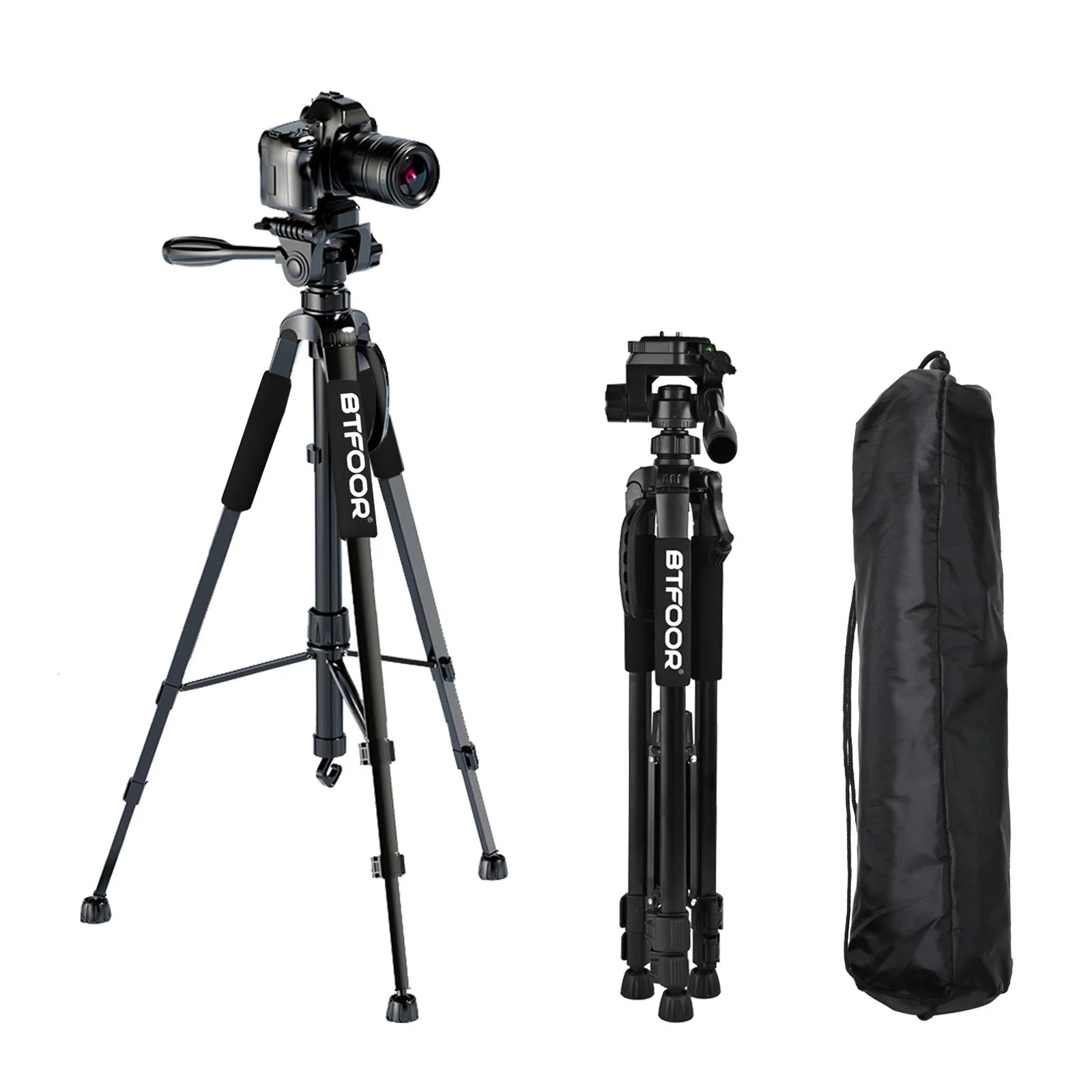 Phone Travel Self Tripod  Aluminum Tall 55” 140CM Stand With Quick Plates Mount Pan Head For Canon Nikon DSLR SLR Digital Camera.