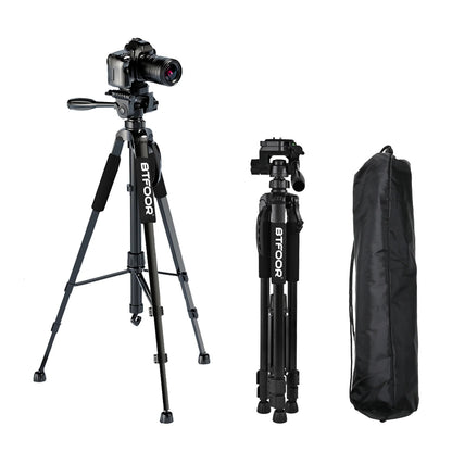 Phone Travel Self Tripod  Aluminum Tall 55” 140CM Stand With Quick Plates Mount Pan Head For Canon Nikon DSLR SLR Digital Camera.