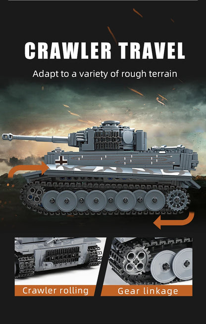Mould King 20014 Military Toys The APP&RC Motorized Tiger Tank Model Assembly Technical Car Building Block Kids Christmas Gifts.