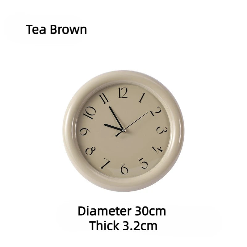 【 Epeiushome】 ins nordische minimalist ische Creme japanische Retro-Stil mollige runde Wanduhr
