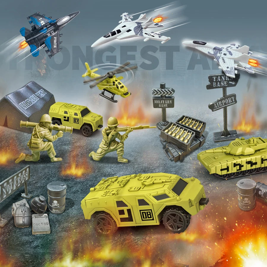 Navy and Army Marine Aircraft Carrier Fighter Military Model Land Armored Vehicle Tank Helicopter Toy Children's Boy Toy.