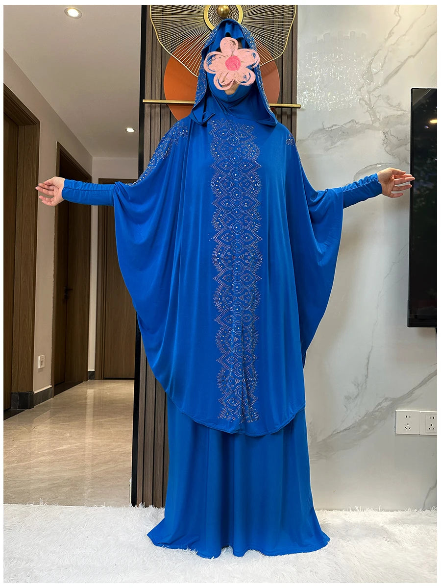 Two Piece Set Dress  Hijab Long Khimar Skirt Sets Islamic Niqab jilbab Women Eid Morocco Muslim Abaya Set Women Prayer Garment