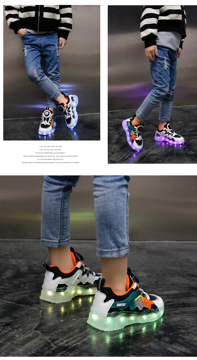 Children Fashion Kids Led Shoes for Girls Usb Charging Sneakers Outdoor Sport Footwear Boys Luminous Shoes 2023 Glowing Sneakers.