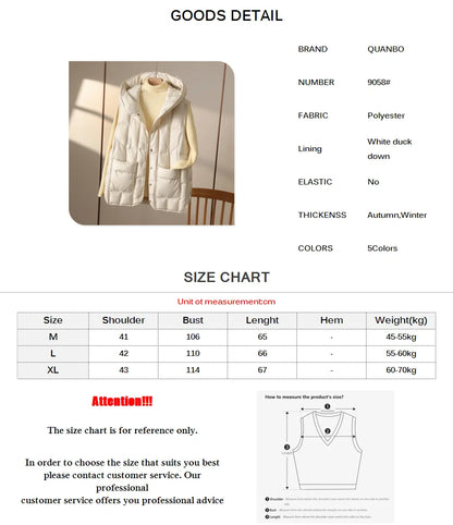 Weiblich 90% weiße Ente Daunen ultraleichte ärmellose Daunen weste 2023 neue Herbst/Winter Mode Kapuze Basics Frauen warme Weste Mantel