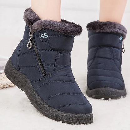 Boots Women's Ankle Boots With Fur Waterproof Snow Botas Mujer Elegant Winter Shoes For Woman Winter Boots Casual Black Footwear