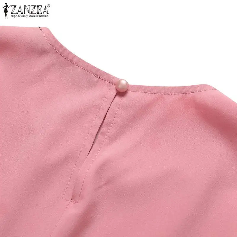 Frauen Lerisure Muslimischen Lange Kleid Übergroßen Vestidos ZANZEA 2023 Sommer Frühling Flare Ärmeln Soild Weibliche Türkische Robe Abaya.