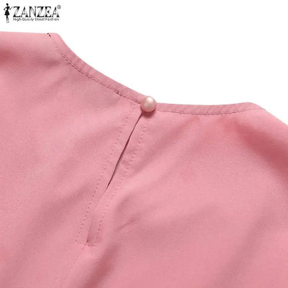 Frauen Lerisure Muslimischen Lange Kleid Übergroßen Vestidos ZANZEA 2023 Sommer Frühling Flare Ärmeln Soild Weibliche Türkische Robe Abaya.