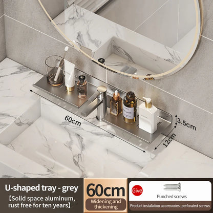 Badezimmerregal, Badezimmerregal, Toilettenlagerregal, Toilette, Küchenraum, Aluminium, zum Aufhängen an der Wand, stanzfreies Regal