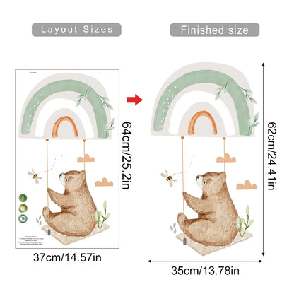 Cartoon Hot Air Balloon Animals Bear Rabbits Wall Stickers for Child Room Boy Room Decoration Nursery Baby Room Decoration Decal.