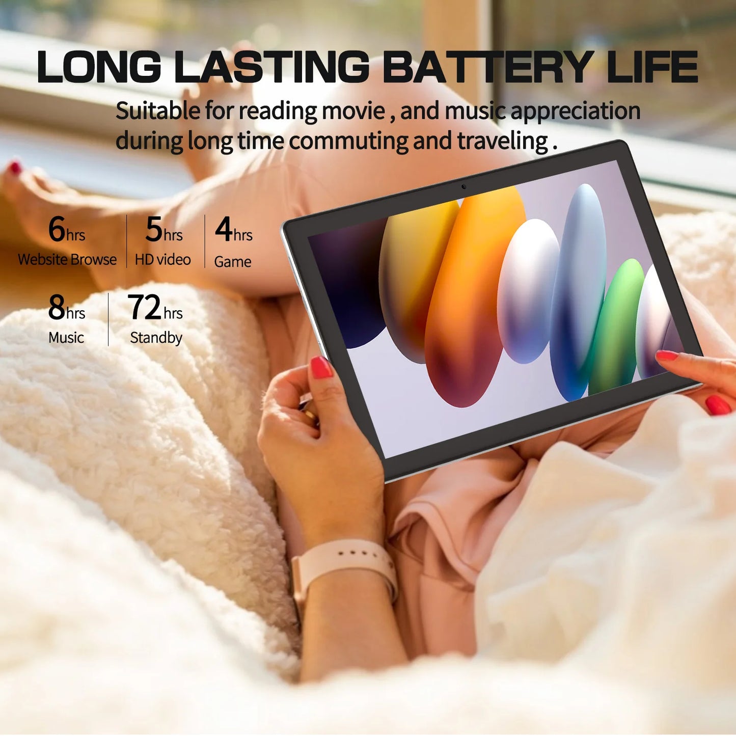 PRITOM Android Tablet 10.1 Inch 3GB RAM 64GB ROM Quad Core Processor WiFi 6 HD IPS Screen 8.0 MP Rear Camera.