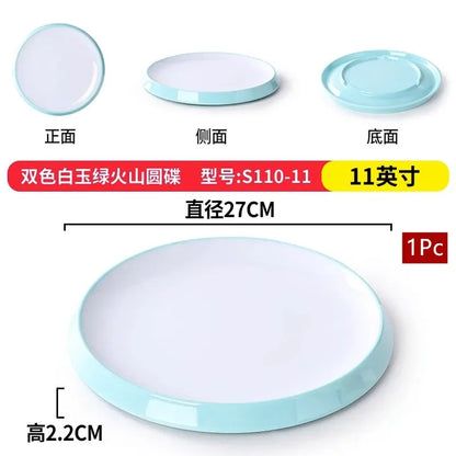 1Pc Commercial Melamine Tableware Household Plastic Dinner Plates Round Barbecue Salad Dishes Plate Kitchen Accessories