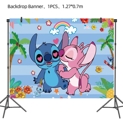 Disney Stich Geburtstag Dekorationen Einweg Geschirr Teller Serviette Stroh Tischdecke Folie Ballon Party Liefert Kinder Geschenke